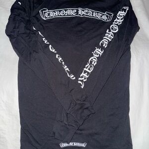 Chrome Hearts Black and White Graphic Long Sleeve Tee- Scroll Logo RARE